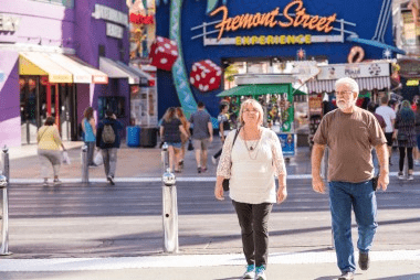couple walking on fremont street