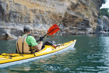 kayaking on river