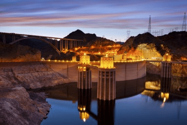 hoover dam at night