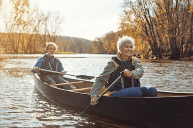 couple on canoe