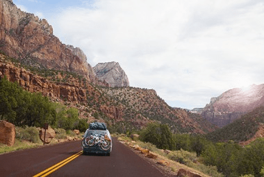 driving through Zion national park
